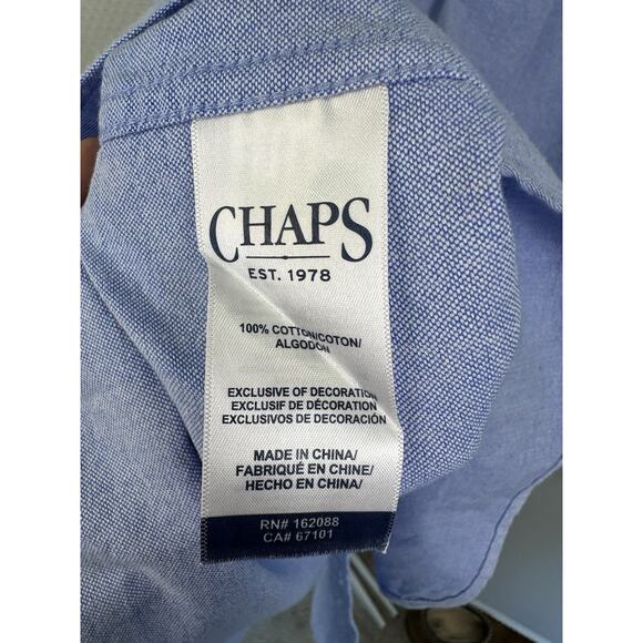 Chaps Ralph Lauren Untucked Blue Cotton Button Down LS Shirt Mens XXL - Picture 5 of 8